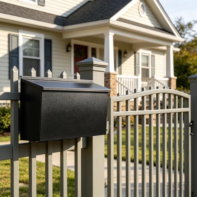 KYODOLED Wall-Mount Mailbox for House, Large Capacity Mail Box, Galvanized Steel Rust-Proof Metal Post Box, Mailboxes for Outside,15.7"x9.9"x4.9" Black
