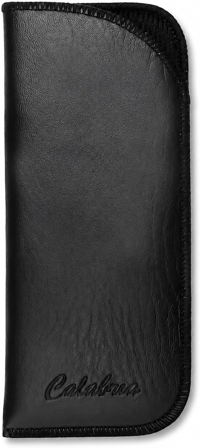 Calabria Half Slip Soft Grain Eyeglass Case 3 PACK BLACK Syn.Leather &Felt Lined