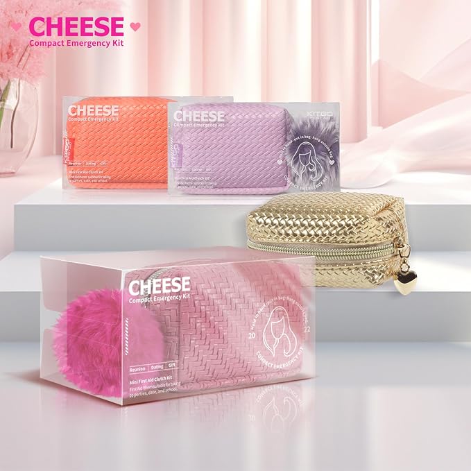 Kitgo Mini First Aid Emergency Clutch Kit -Mother Day Gift Compact Safety Pouch Party Bag with 27 Essential Items for Girl Lady Mother Wife Nurse for Girl Lady Mother Wife Nurse