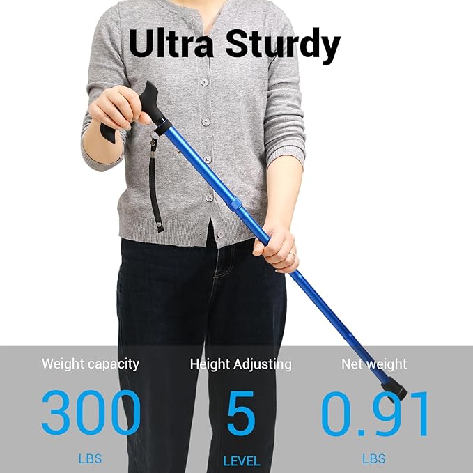 Walking Cane - Collapsible Adjustable Folding Canes for Men & Women, Walking Stick with for Seniors & Adults