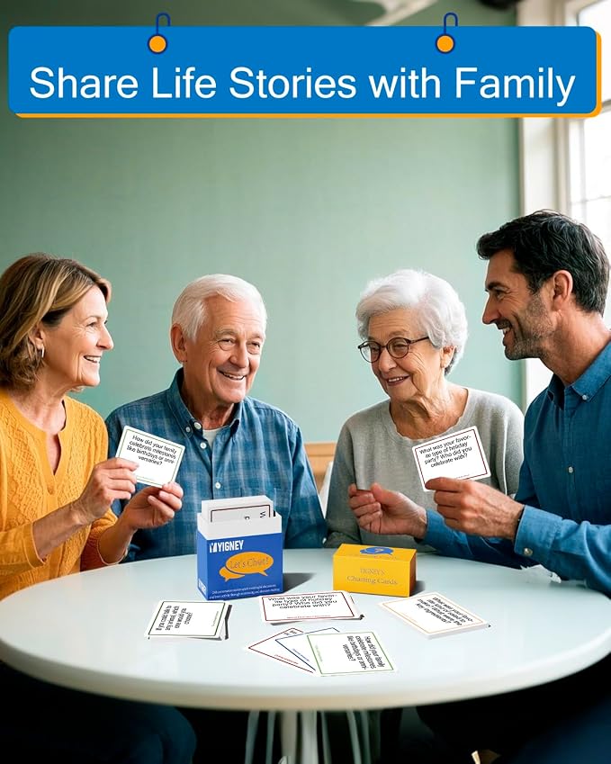 Yigney Conversation Cards for Seniors Alzheimer Products for Elderly Dementia Activities for Patients Memory Game for Men Women