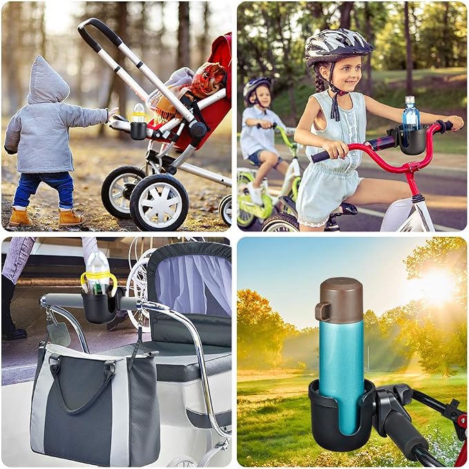 JOYTUTUS Wheelchair Cup Holder, Rollator Cup Holder, 4 Flexible Tabs with Hook Drink Holder for Walker, Scooter, Stroller, Mobility