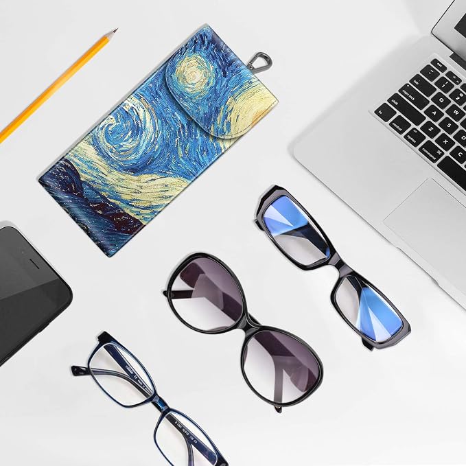 FINTIE Double Glasses Case with Carabiner Hook, Portable Vegan Leather Eyeglass Case Anti-scratch Sunglasses Pouch