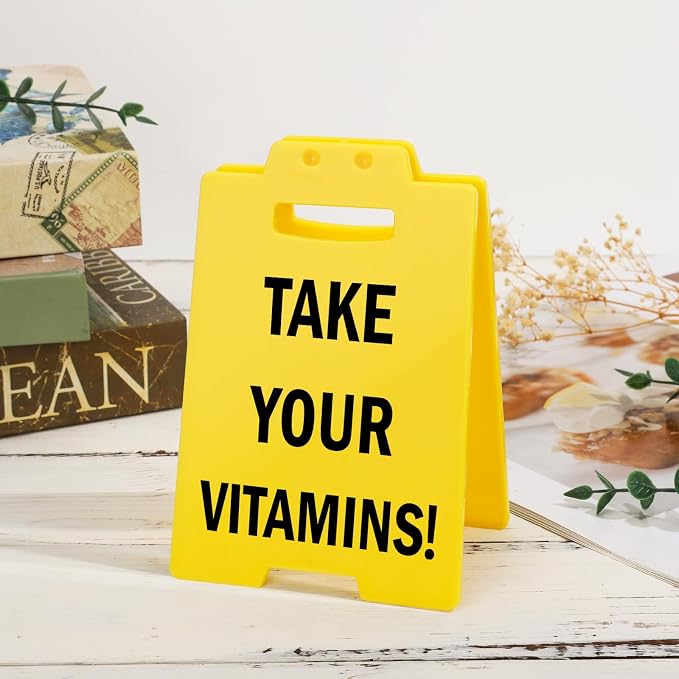 MBL Vitamins Pill Medicine Reminder - Take Your Vitamins, Funny Daily Habit Health Medical Little Reminders Desk Signs Christmas Stocking Stuffers Xmas Gift for Office Desktop Home Bedroom Kitchen