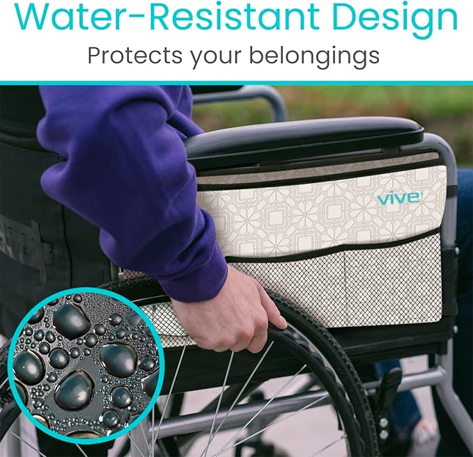 Vive Walker Bag - Accessories Wheelchair Basket Pouch (Water Resistant) - Seniors Caddy Accessory Attachment for Folding, Rolling Walkers - Carry Storage Carrier Tote - Lightweight, Universal Size