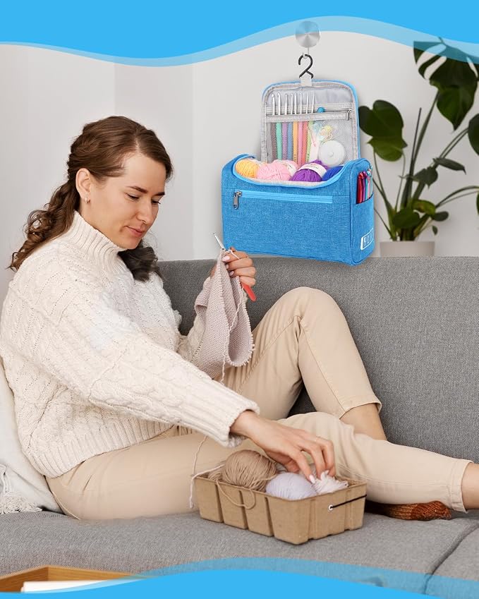 Aeelike Crochet Kit for Beginners Adults Kids, Complete Crochet Kits, Blue | Crochet Kit for Beginners Young and Old, All-inclusive Kit with Crochet Hooks 655 Yards Yarn Instruction Knit Bag, Ideal Gift