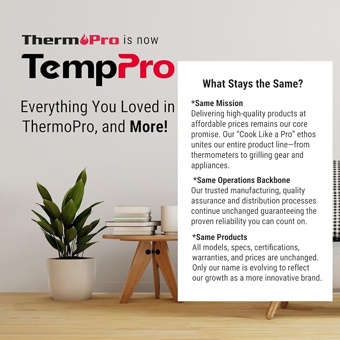 TempPro TP50 Digital Hygrometer Indoor Thermometer Room Thermometer | Humidity Meter Humidity Gauge with Temperature Humidity Monitor for House Office Celler Greenhouse RV (Previously ThermoPro)