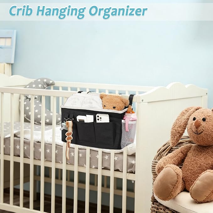 Bedside Caddy, Bedside Storage Bag Hanging Organizer for Bunk Dorm Bed Rail | Bed Caddy with Hooks, Top Bunks and Dorm Essentials for Water, Tissues, Tablets, Books, Phones, Remotes and Other Necessories