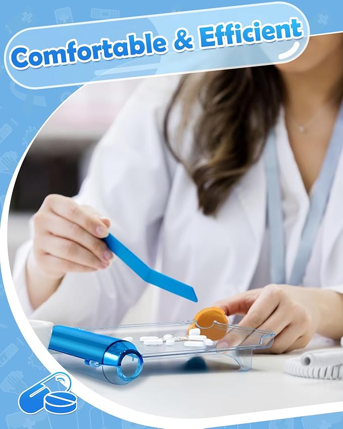 Plifal Pill Counter Tray with Spatula - Pill Counting Tray Letter Print Pharmacy Counting Tray Medicine Sorting Tray with Funny Reminder Labels, Equipped with L-Shaped Spatula