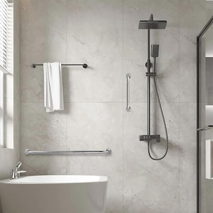 Shower Grab Bar, 2 Pack 39.4 Inch Bathroom Grab Bar, 1.25" Diameter 304 Stainless Steel Anti-Slip Grab Bars for Bathtubs and Showers, Handicap Shower Grab Bar for Seniors Elderly