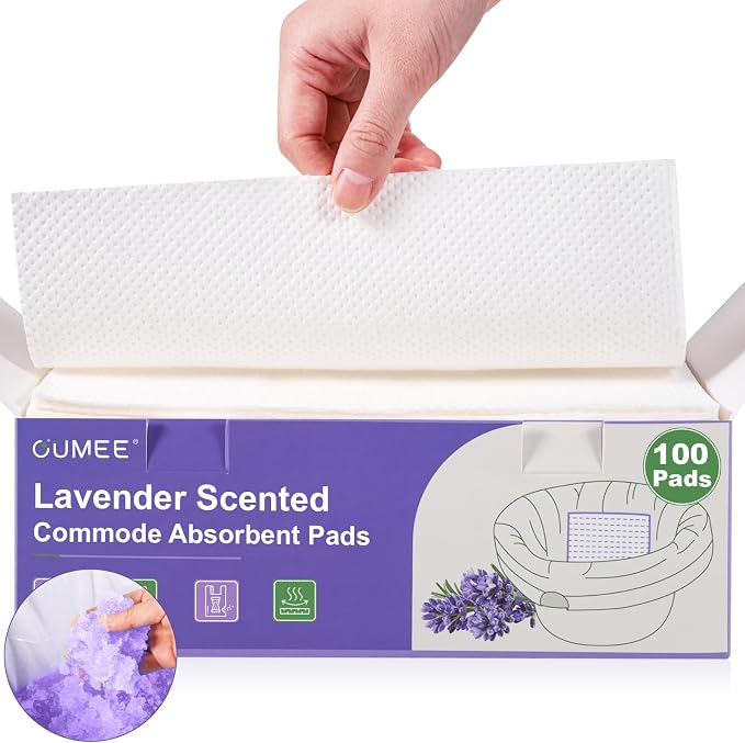 OUMEE Scented 100 Count Absorbent Commode Pads for Bedside Commode Bucket | Commode Liner Pads with Absorbent Gel, Potty Liner Pads for Adults Seniors Portable Toilet Pad Bedpans