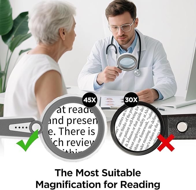 45X Magnifying Glass with Light for Reading β Large 4.6" Rechargeable LED Magnifier with 6 Color Modes, 1200mAh Battery β Magnifying Glass for Seniors, Close Work, Hobbies