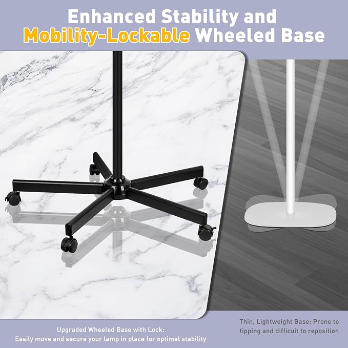 2200 Lumens Mag Lamp for Estheticians, 2-in-1 Magnifier Floor Light | 144 LED Stepless Dimmable, 10X Real Glass, 4 Wheel Rolling Stand Mag Lamp for Estheticians Facial Tattoo Craft Reading