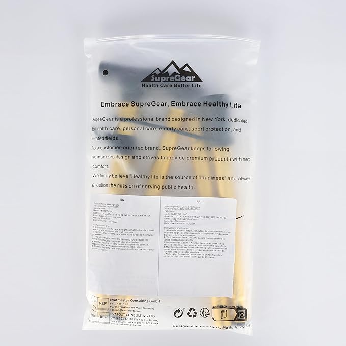 supregear Folding Cane, 5-Level Adjustable Height Walking Stick Lightweight Collapsible Portable Travel Cane with Wrist Strap and T Handle for Elderly Disabled Men Women