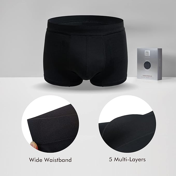 AIRCUTE Washable Urinary Incontinence Underwear for Men, Instant Absorbency, Bladder Leaks Protection Boxer Briefs(60ML) (XXX-Large)