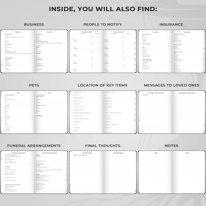 Skyline End of Life Planner – Emergency File Notebook for Important Information & Final Wishes – When I Die Beneficiary Book Organizer (Black)