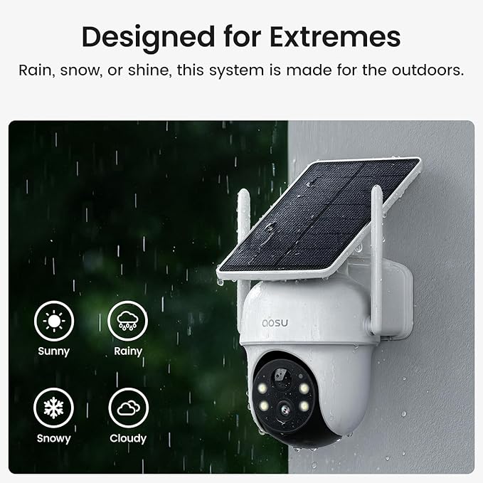 aosu Security Cameras Wireless Outdoor, 6-Cam Kit, No Subscription, aosuBase Expandable to 1TB (32GB Built-in), 5MP Solar Camera Wireless Outdoor, 360° Pan & Tilt, Human Auto Tracking, Easy Setup