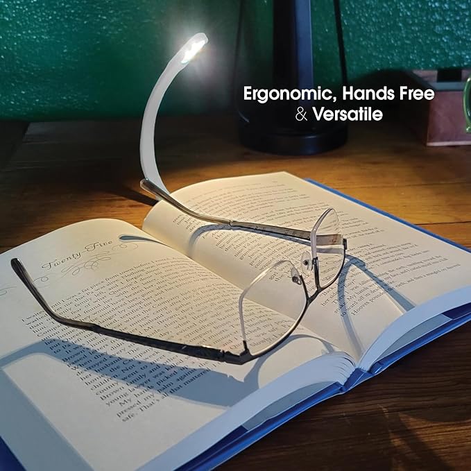 The Original Mighty Bright Recharge Clip On Rechargeable Book Light Reading Light, Warm Eye Care LEDs, Flexible, Durable, Dimmable, Perfect for Kids, Bookworms, Reading in Bed, Lasts 60 Hours (White)