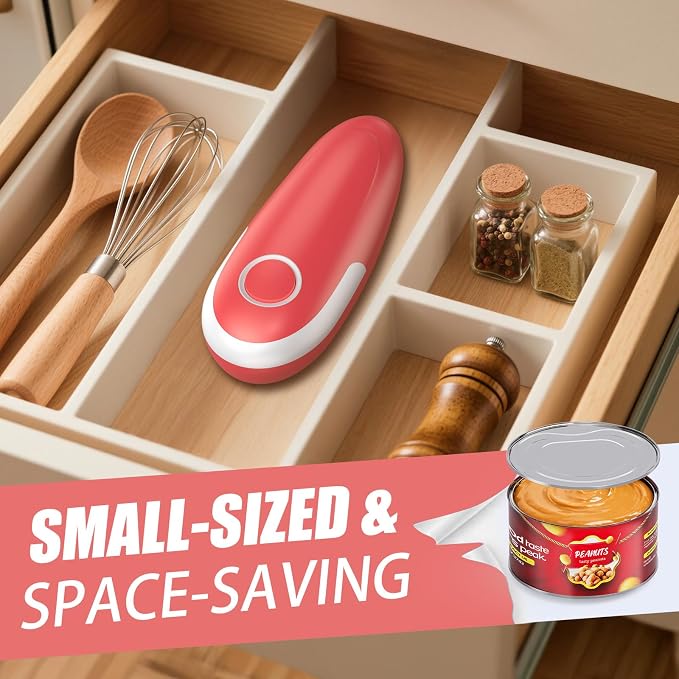 Electric Can Opener, One Touch Battery Operated Automatic Can Opener with Smooth Edge, Hands Free Can Opener for Seniors with Arthritis and Weak Hands, Can Opener Fits All Can Sizes for Kitchen