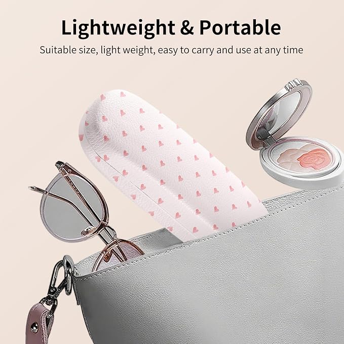Glasses Case Hard Shell, Cute Sunglasses Case for Women Leather Protective Case for Eyeglass with Cleaning Cloth