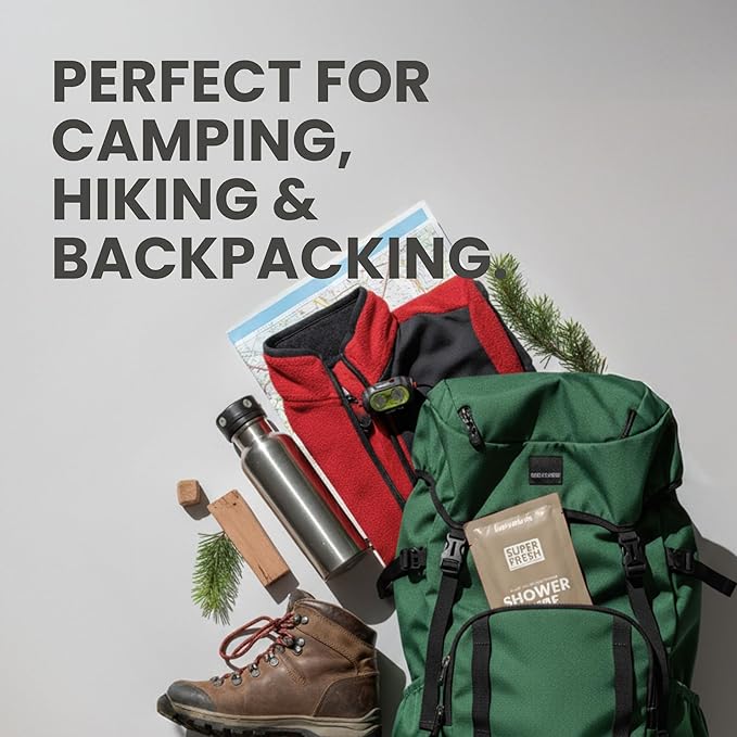 Super Fresh Shower Wipes Large Sandalwood Body Wipes for No Rinse Bathing Personal Hygiene Gym Travel or Camping Enriched with Aloe and Vitamin E 50 Individually Wrapped Disposable Sheets