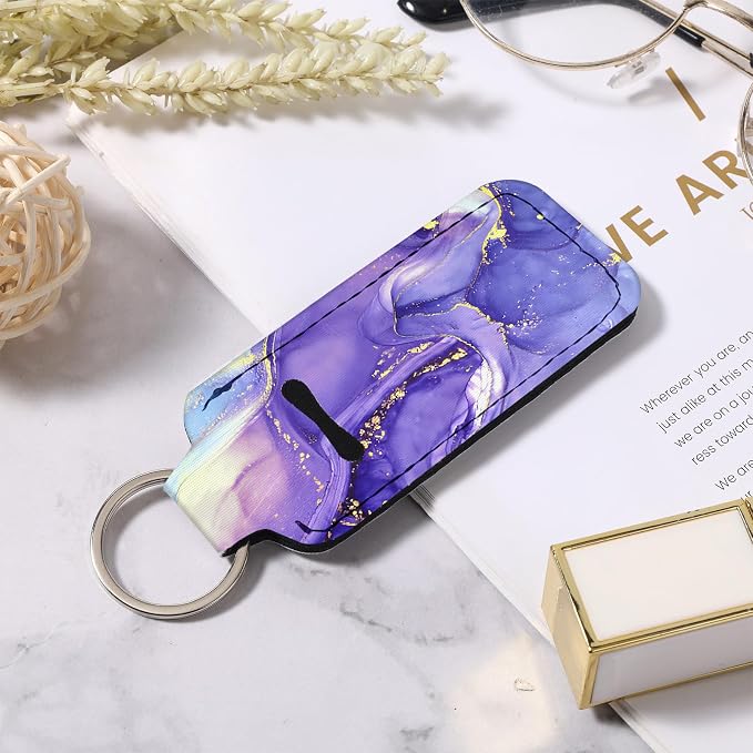 Cute Chapstick Holder Keychain,Lipstick Neoprene Clip-on Lip Balm Holder for Woman