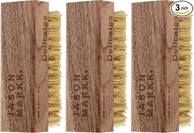 Jason Markk Delicates Shoe Cleaning Brush, Soft Brisltes & Walnut Wood, Sneaker Care, Extra Gentle, Ideal for Footwear, Safe for Leather, Suede, Nubuck, Cotton, Knits (Pack of 3)
