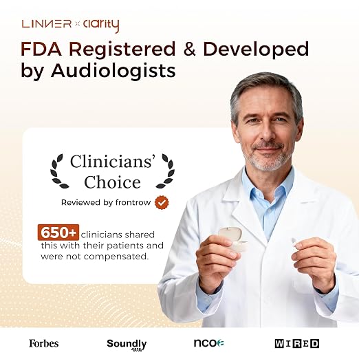 LINNER-New Saturn OTC Hearing Aids for Senior, Rechargeable Hearing Amplifiers with Comfort Design, Discreet & Nearly Invisible In-Ear Device for Adult, Noise Cancellation for Aid & Assist (Beige)