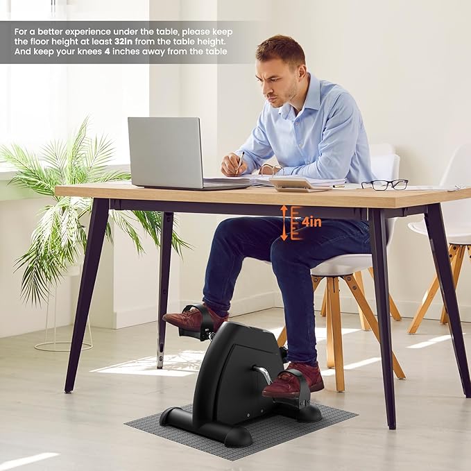Sportneer Under Desk Bike Pedal Exerciser: Mini Exercise Bike Portable Peddler Sitting for Seniors with LCD Display Arm & Leg Bike Pedals Exerciser with Anti-Skid Mat for Home Office