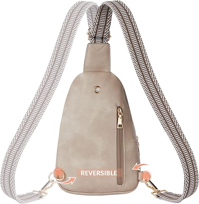 BOSTANTEN Sling Bag for Women Leather Crossbody Bags Fanny Pack Chest Bag for Travel | Adjustable Wide Strap, Small, Anti Theft, Lightweight, Multi Pockets and Carrying Way, Card Slot, Cute Trendy for Everyday