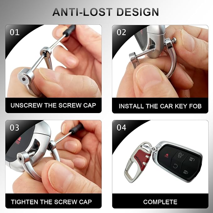 Keychain Carabiner Clip,Heavy Duty Belt Loop Car Key Ring Holder | Durable metal build, mens EDC accessory, 4 key rings, secure locking D-ring, fits belt loops, holds home, car key fobs
