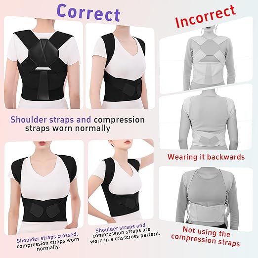 Posture Corrector for Women and Men Back Brace Upper Back Support Adjustable Breathable Shoulder Straightener Hunchback Correction Clavicle Back Pain Relief Comfortable Daily Wear Black Medium