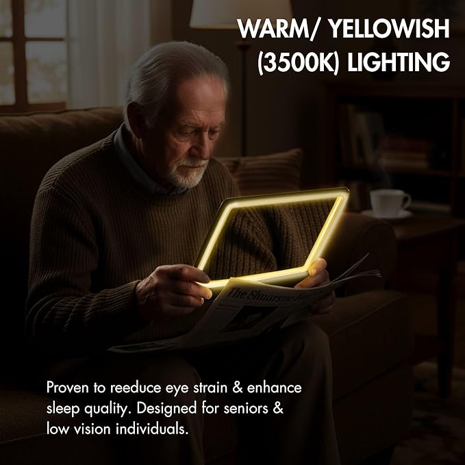 MagniPros 5X Rechargeable Large Ultra Bright LED Page Magnifier with Anti-Glare Lens & 3 Color Light Modes, Relieve Eye Strain- Ideal for Reading Small Prints, Low Vision, Seniors