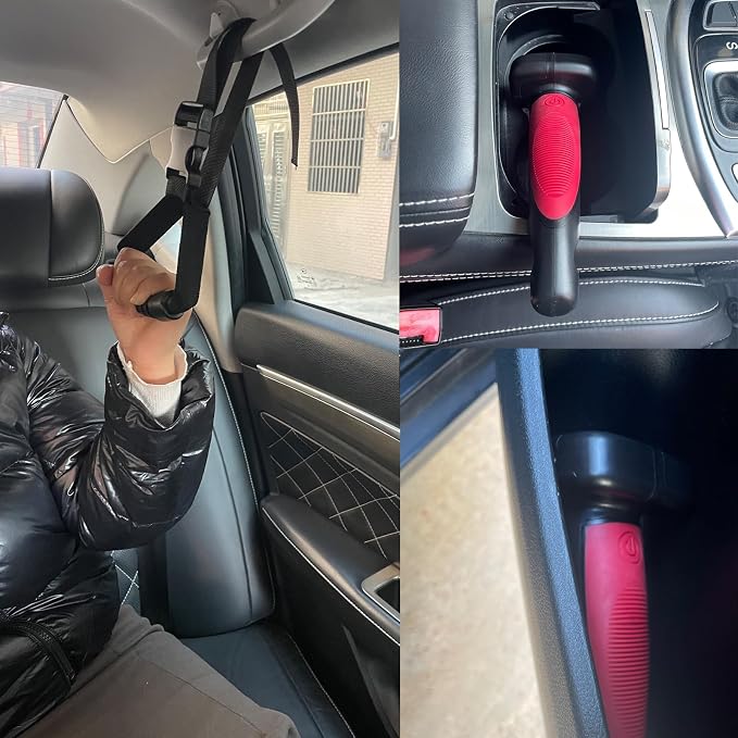 Car Door Handle for Elderly, Vehicle Door Assist Handles, Car Grab Straps | 2PCS 4 in 1 Vehicle Support Handles & 2PCS Hand Grab Straps, SUV Car Door Handle Assist, Car Grab Handle for Seniors