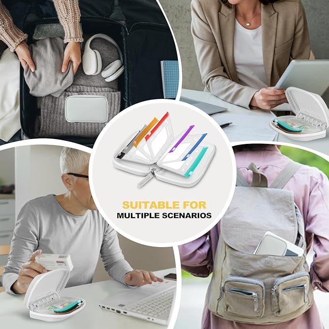 A7 Waterproof Pill Organizer with 7 PCS L Size Zippered Pill Pouches for A7 Binder, Large BPA-Free Weekly Medicine Organizer, Color-Coded Reusable Travel Pill Storage System