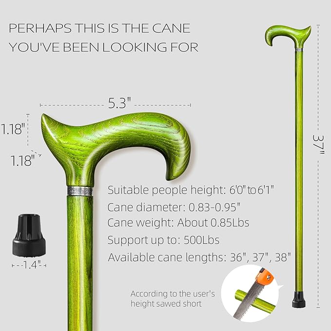Walking Cane, Available in Multiple Inches Wooden Cane Support up to 500 Lbs, Suitable for Fancy Wooden Walking Cane for Men and Women with Extreme Demands