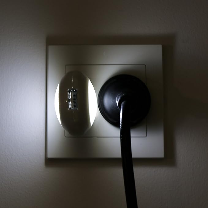 Portable Plug-in 0.7W Travel LED Night Light - 2 Pack of White