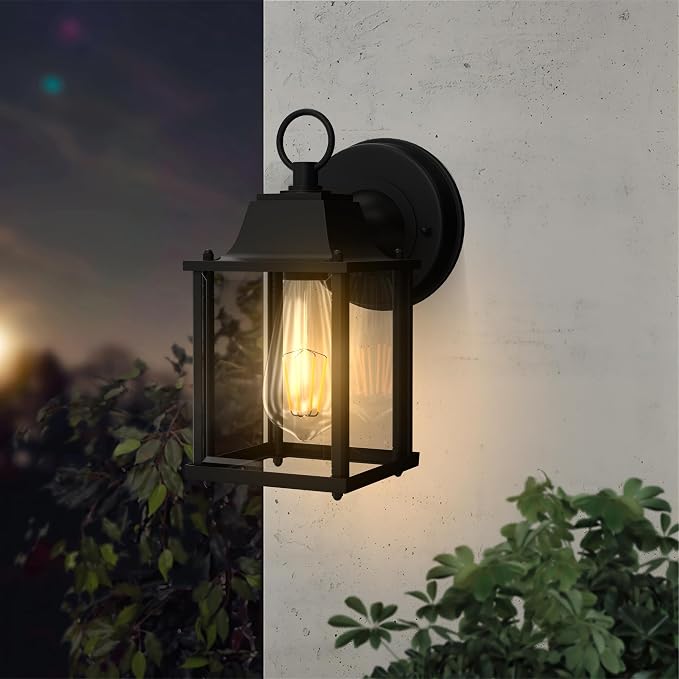 Outdoor Wall Light Fixtures Waterproof Porch Lights Anti-Rust Matte Black Outdoor Wall Lantern for Patio Front Door Garage - 2 Pack