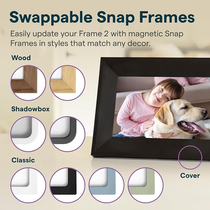 Skylight Digital Picture Frame 2 – 10" Full HD Wi-Fi Touch Screen, 16GB Digital Photo Frame, Load Photos & Videos Directly from Phone, Anti-Glare – Personalized Gifting, Charcoal Metal Shadow Box