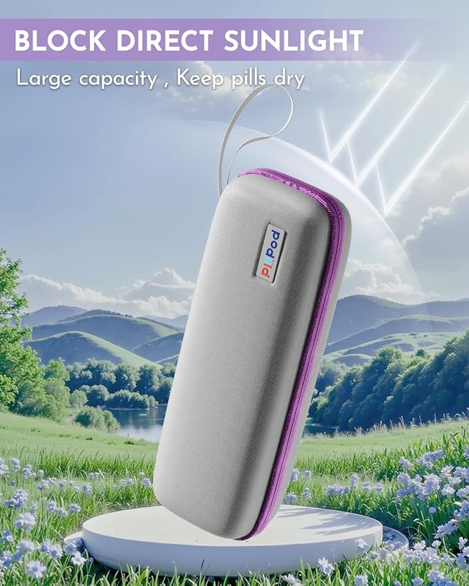 Weekly Pill Organizer, 7 Day Travel Medicine Pill case with Moisture-Proof Silicone Lid, Large AM PM Daily Pill Organizer 2 Times a Day for Vitamins & Supplements, Secure Zipper Pill Box(Purple)