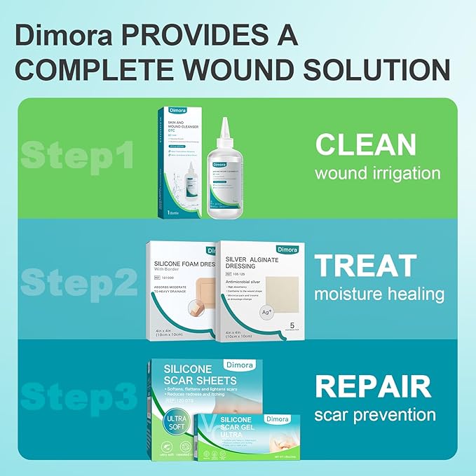 Dimora Silicone Foam Dressing with Border 20 Pack Adhesive 4"x4" Waterproof Wound Dressing Bandage for Wound Care