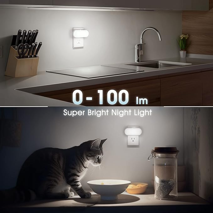 Led Night Light,Night Lights Plug into Wall,Dusk to Dawn Sensor | 1W 5000K Dimmable Night Light from 0LM to 100LM, Night Light for Bathroom Hallway Bedroom Kids Room Stairway