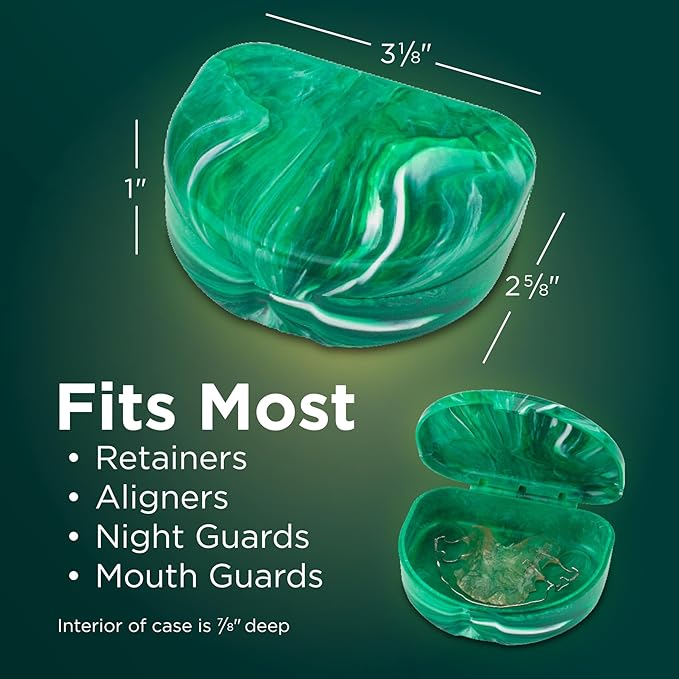 Marble Retainer Cases, Orthodontic Aligner Case, Mouth Guard Holder (3 Pack) (Woodland)