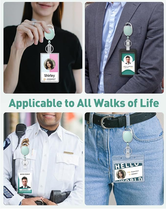 Uniclife 2 Pack Retractable Keychain, Retractable Badge Reel, Heavy Duty Badge Holder Clip for Keys and ID Card, Key Chain Extender with Carabiner Belt Clip and Key Ring, Light Green