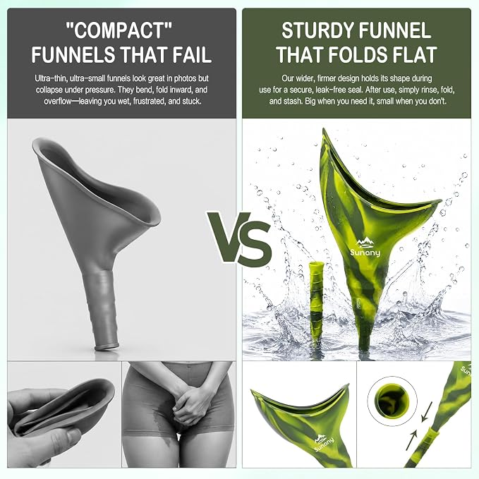 Female Urination Device, Reusable Female Urinal Silicone Women Pee Funnel | Women to Pee Standing Up, The Perfect Companion for Camping,Travel travel outdoor, folds compact, easy rinse