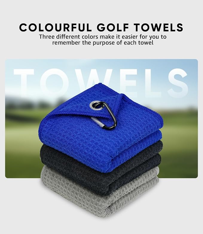 Jiskan Pro Golf Towel Microfiber Golf Towel for Golf Bags (16" X 16") with Hook, Loop Fastener and Gift Box, Essentials Golf Accessories for Men, Golf Gifts for Men/Women