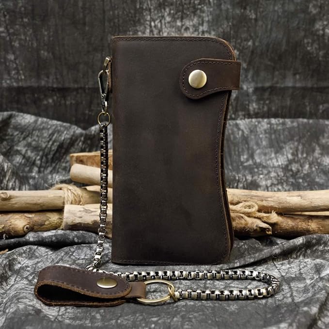 Genuine Leather Long Wallet for Men, Large Capacity Purse Clutch Bag Handbag Checkbook Cash Credit Cards Phone Holder | Large Capacity