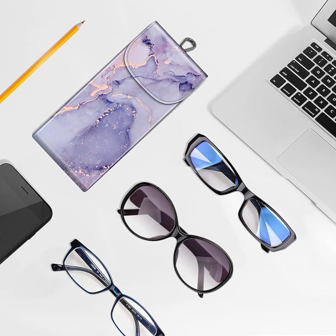 FINTIE Double Glasses Case with Carabiner Hook, Portable Vegan Leather Eyeglass Case Anti-scratch Sunglasses Pouch