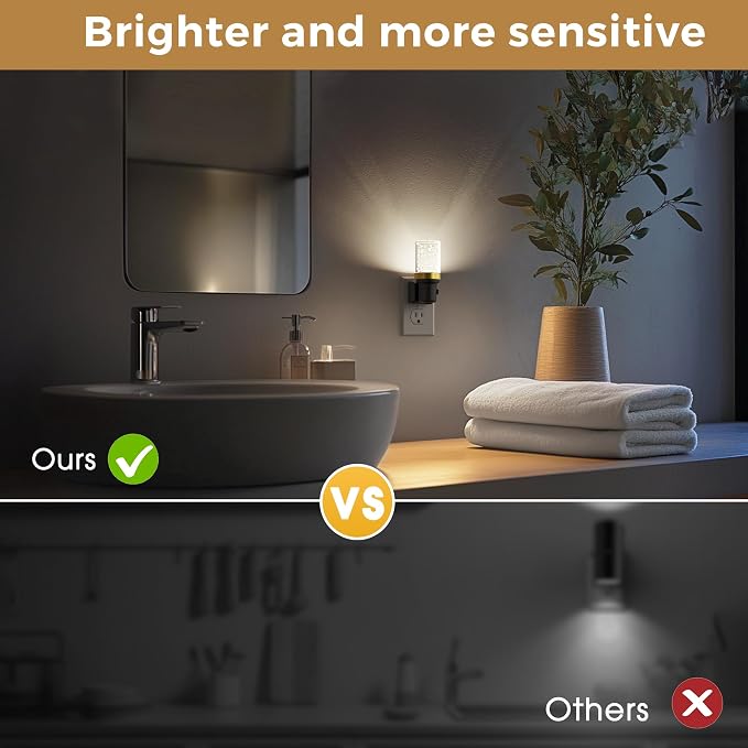 L LOHAS LED Night Light, 2 Pack Dimmable Night Lights Plug into Wall | Automatic Night Lights Plug in with Auto Light Sensor, Adjustable Brightness 5000K LED Night Light, for Bedroom Hallway Home