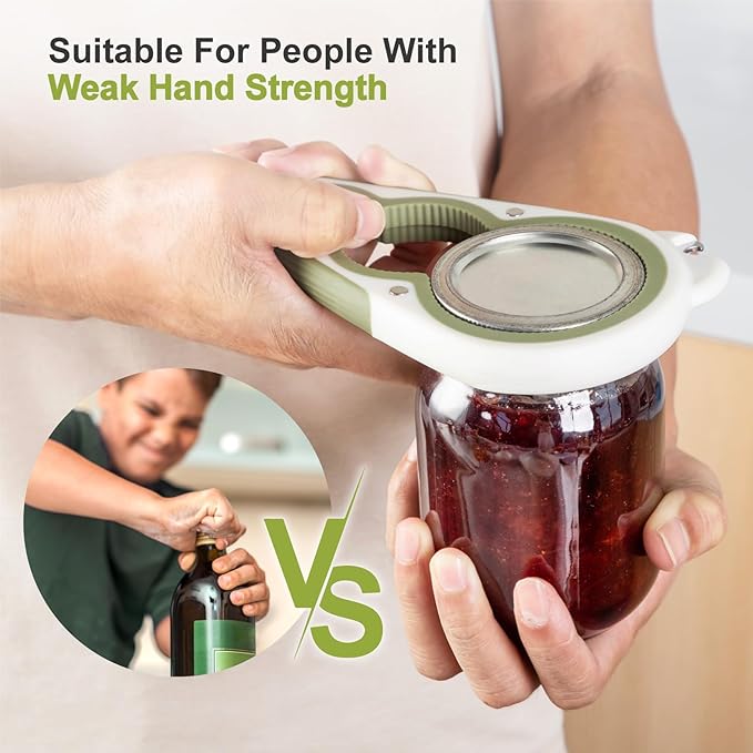 Jar Opener, 6 in1 Bottle Opener and Can Opener for Weak hands, Seniors with Arthritis, Mutil Function Jar Opener Get Lids Off Easily, with Non Slip Rubber Jar opener Gripper Pad
